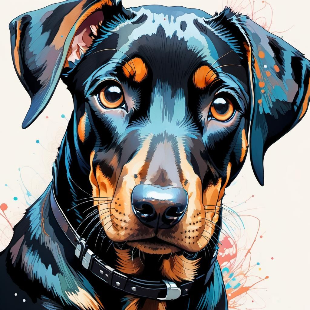 Adorable Doberman Puppy in Anime Style