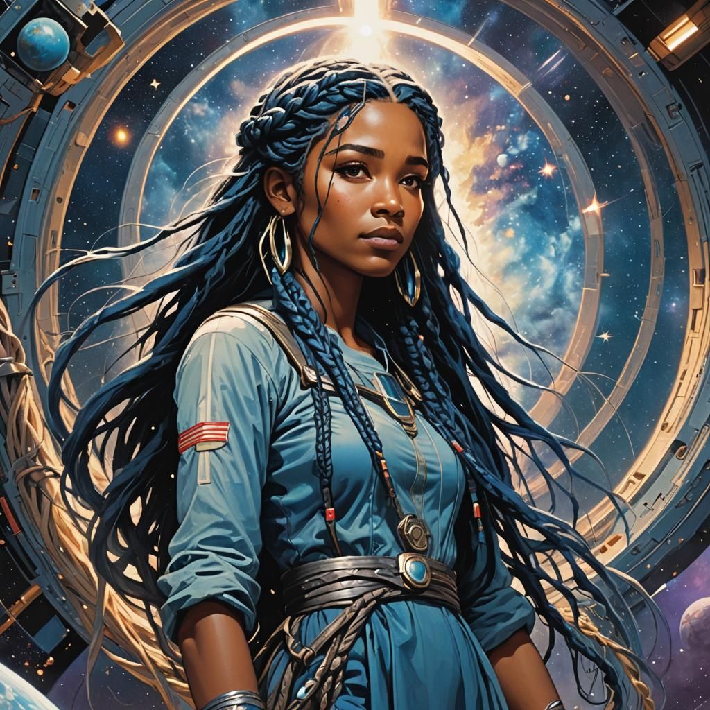 Teenager in Spaceship: Cyberpunk Inkblot Art