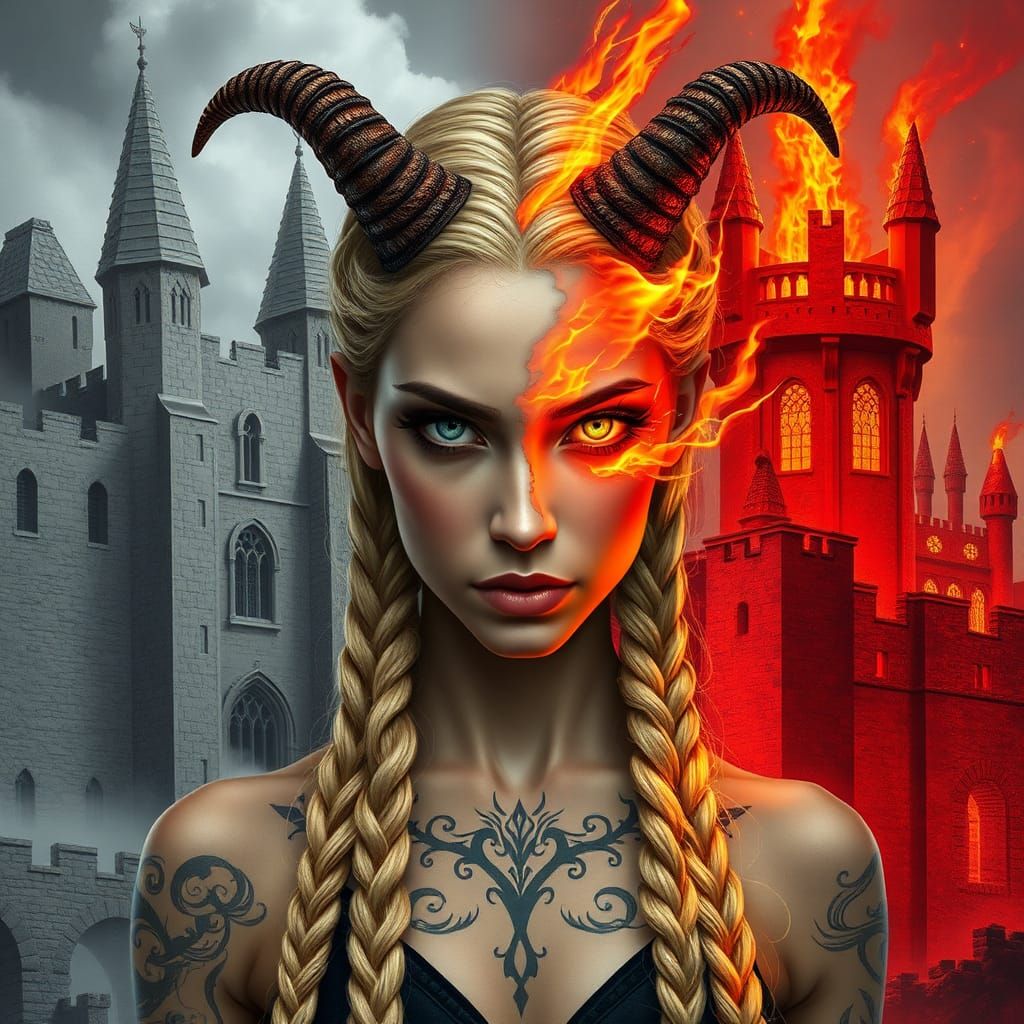 Woman with Horns and Divided Persona