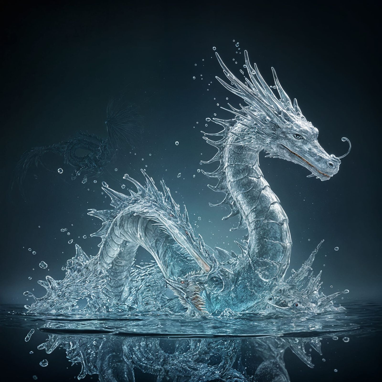 Majestic Water Dragon in Aquatic Style