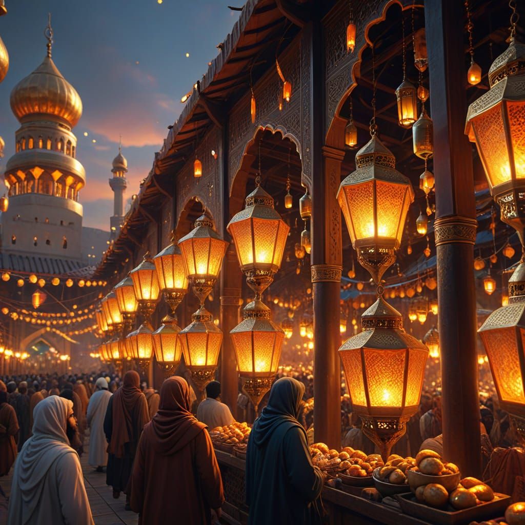 Vibrant Market Scene for Mawlid al-Nabi