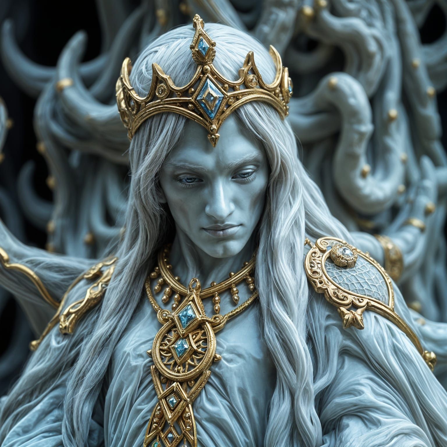 Ethereal Siberian Ice Princess in Ancient Slavic Attire