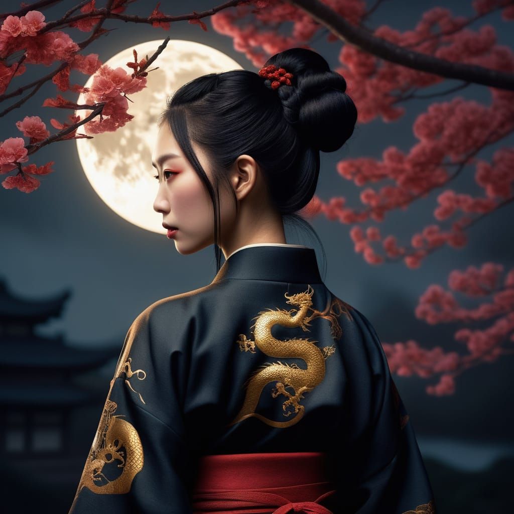 Mystical Goddess in Cherry Blossom Dreamscape