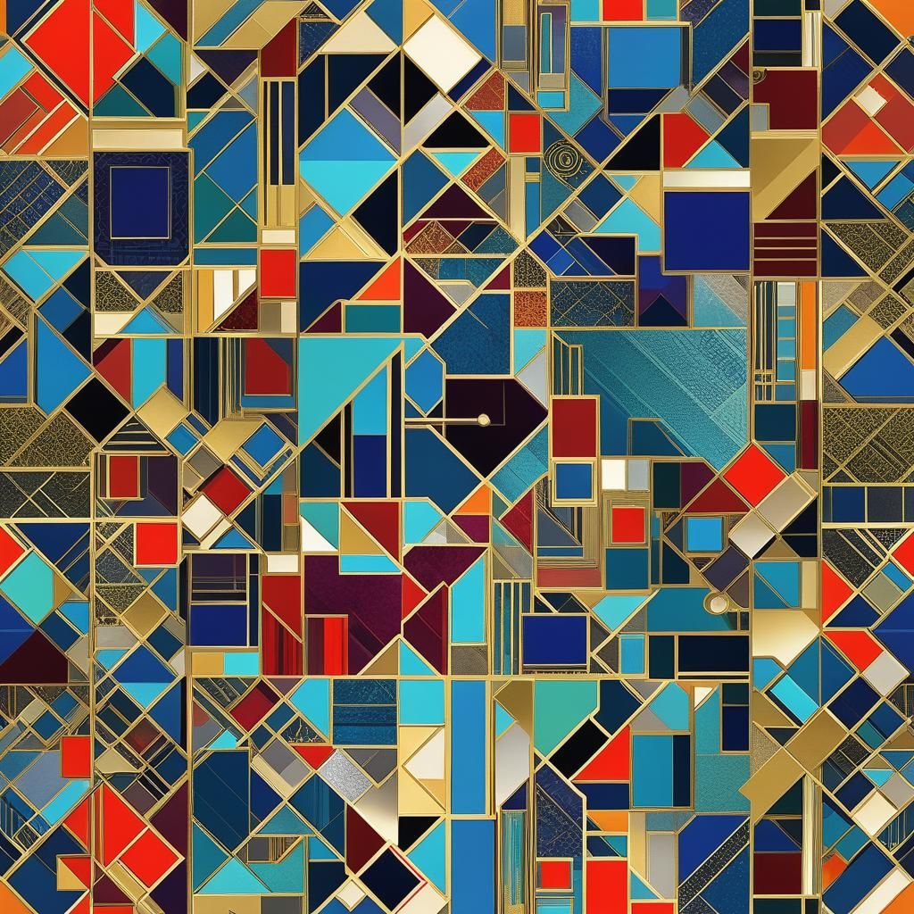 Vibrant Geometric Art Deco Pattern in Abstract