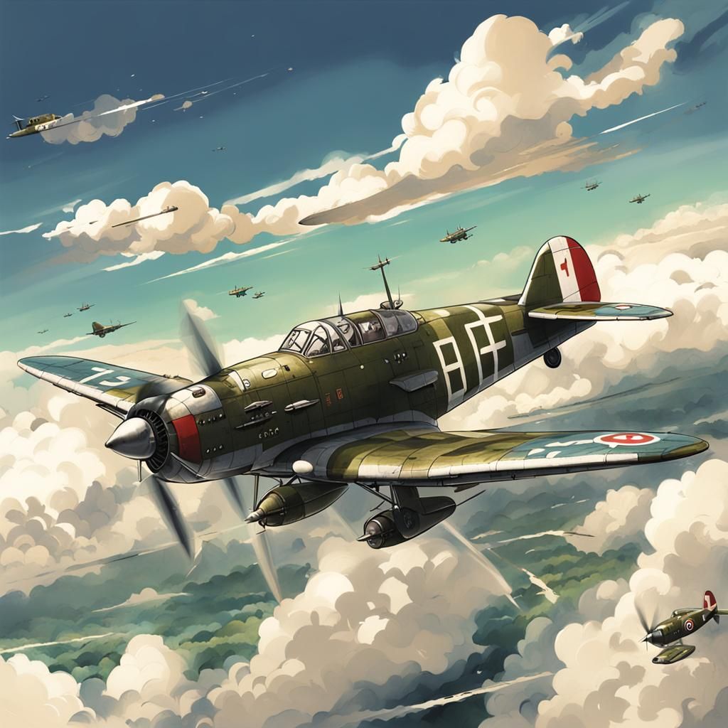 WW2 Plane in Anime Key Visual Style