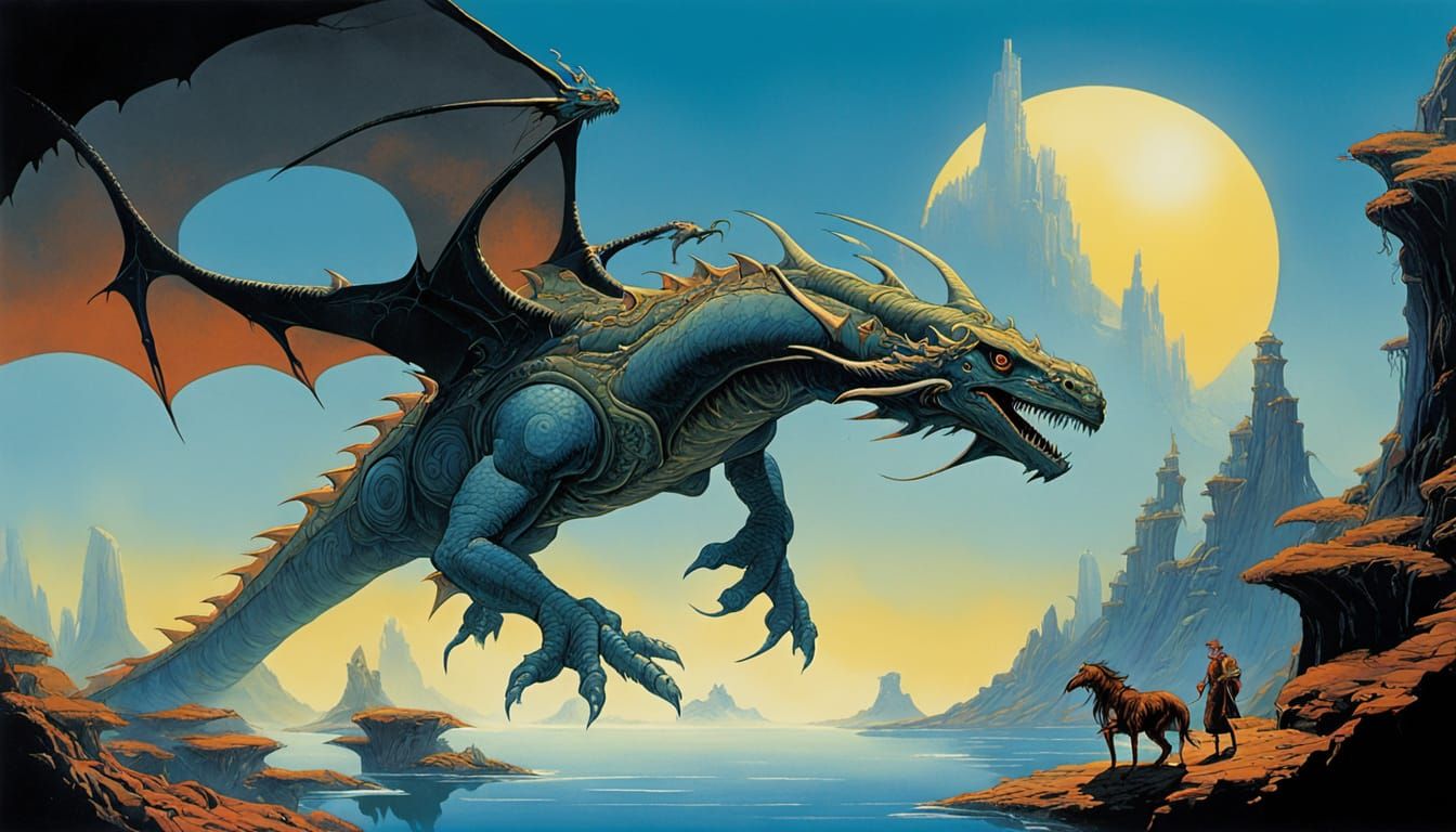 Roger Dean art style. Dragonriders of Pern.