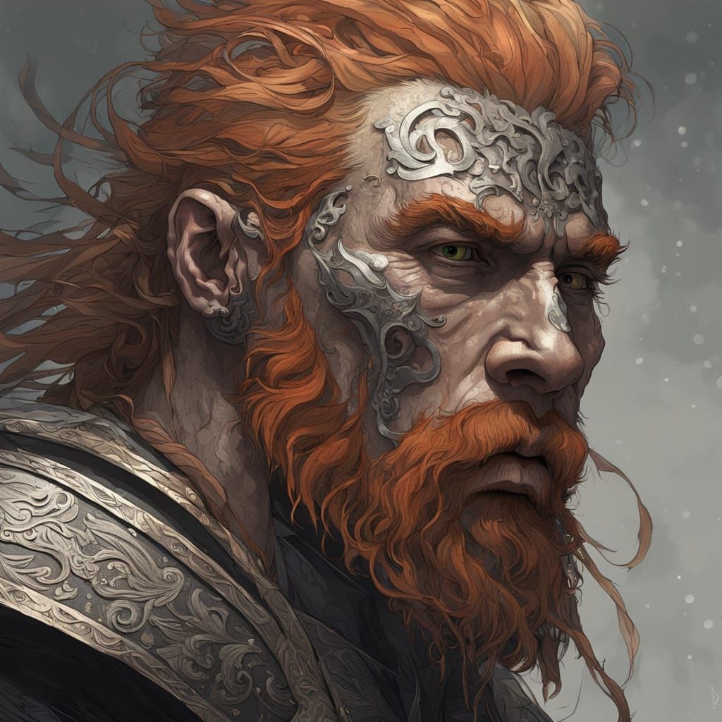 Medieval Baltic Warlord in Art Nouveau Style