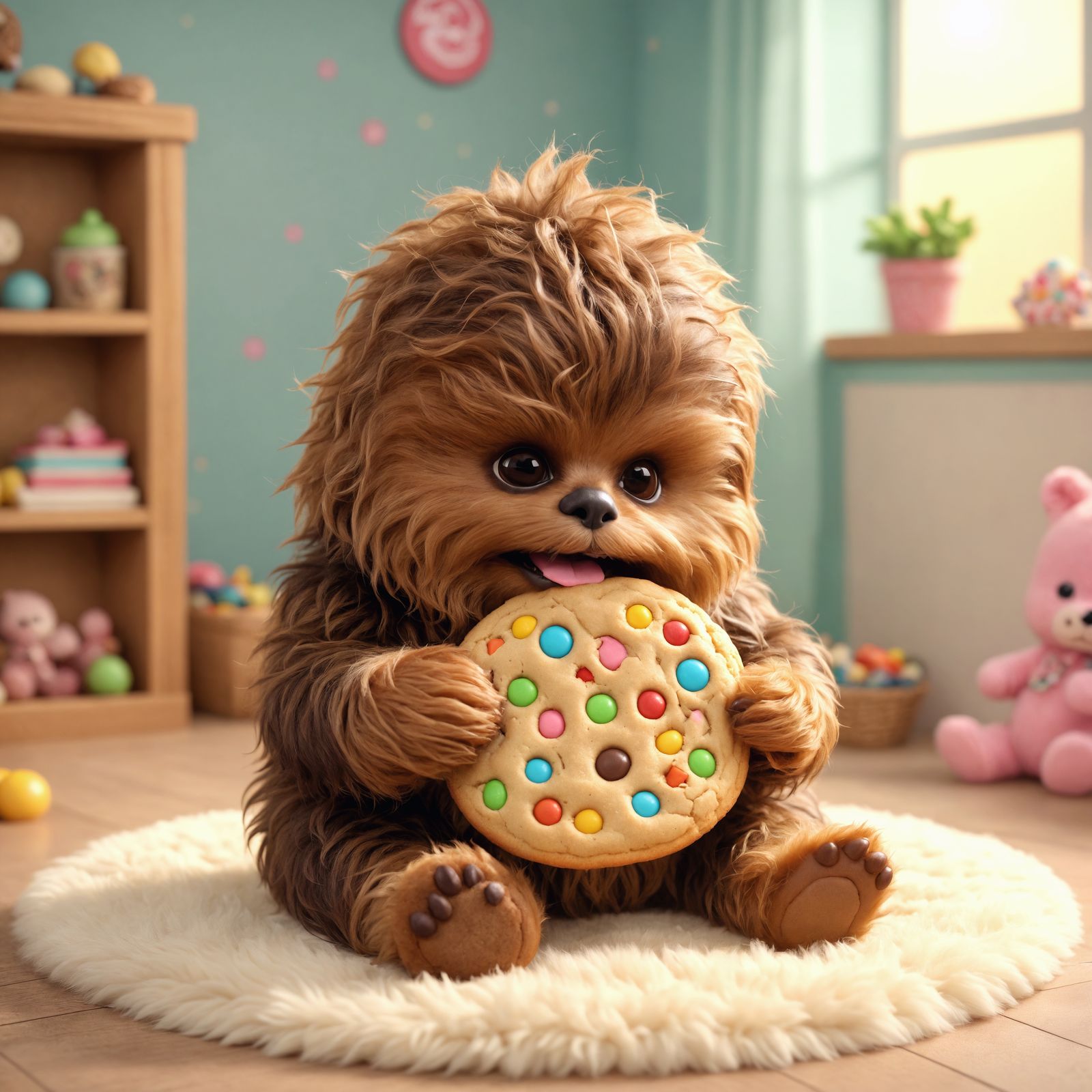 Adorable Baby Chewbacca Eating Cookie