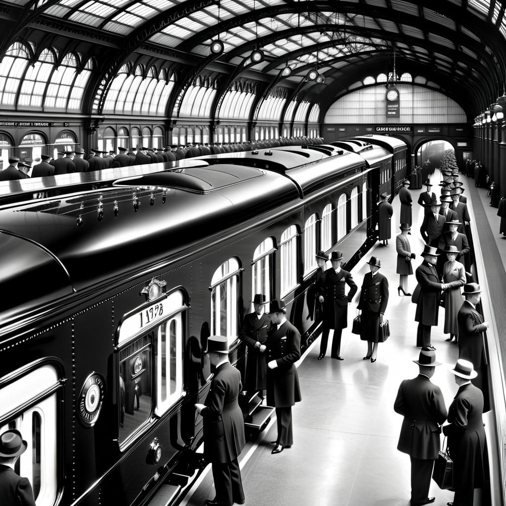 Elegant 1928 Train Departure in London