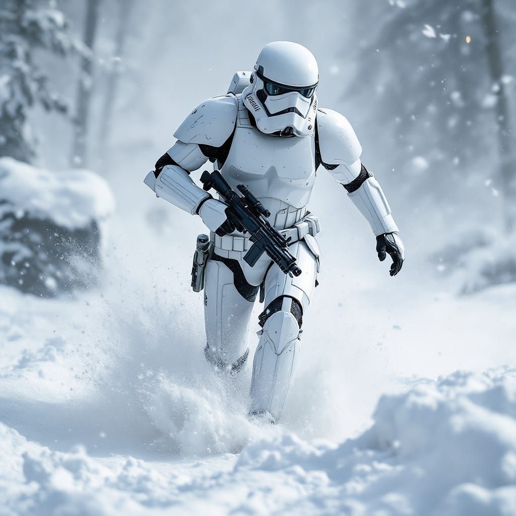 Aggressive Stormtrooper Charge Through Deep Snow