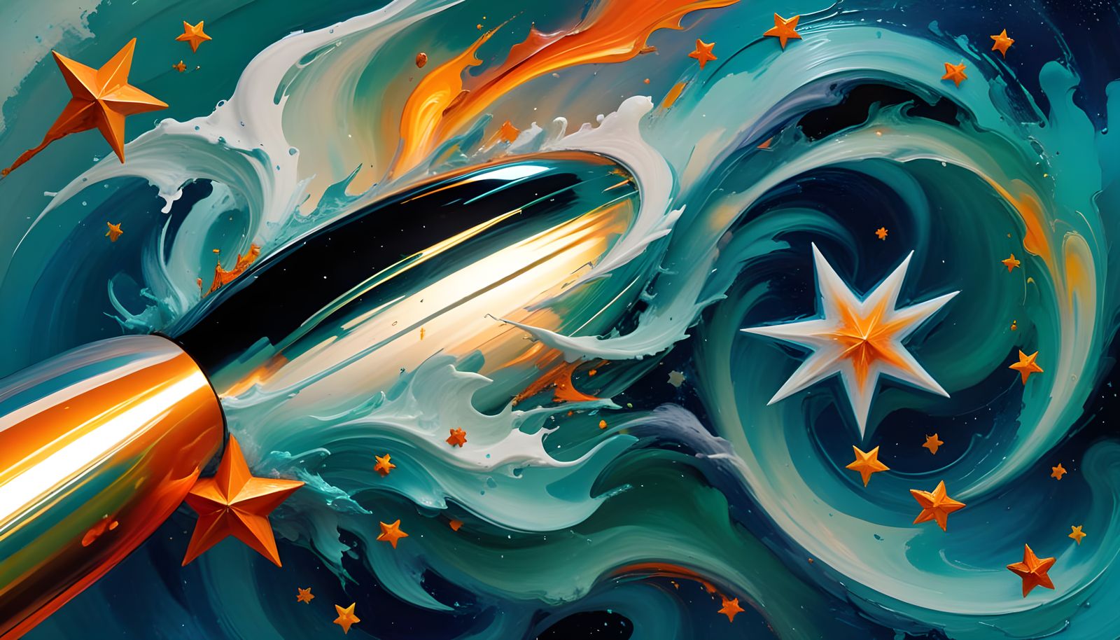 Surreal Cosmic Odyssey in Vibrant Impasto Oil