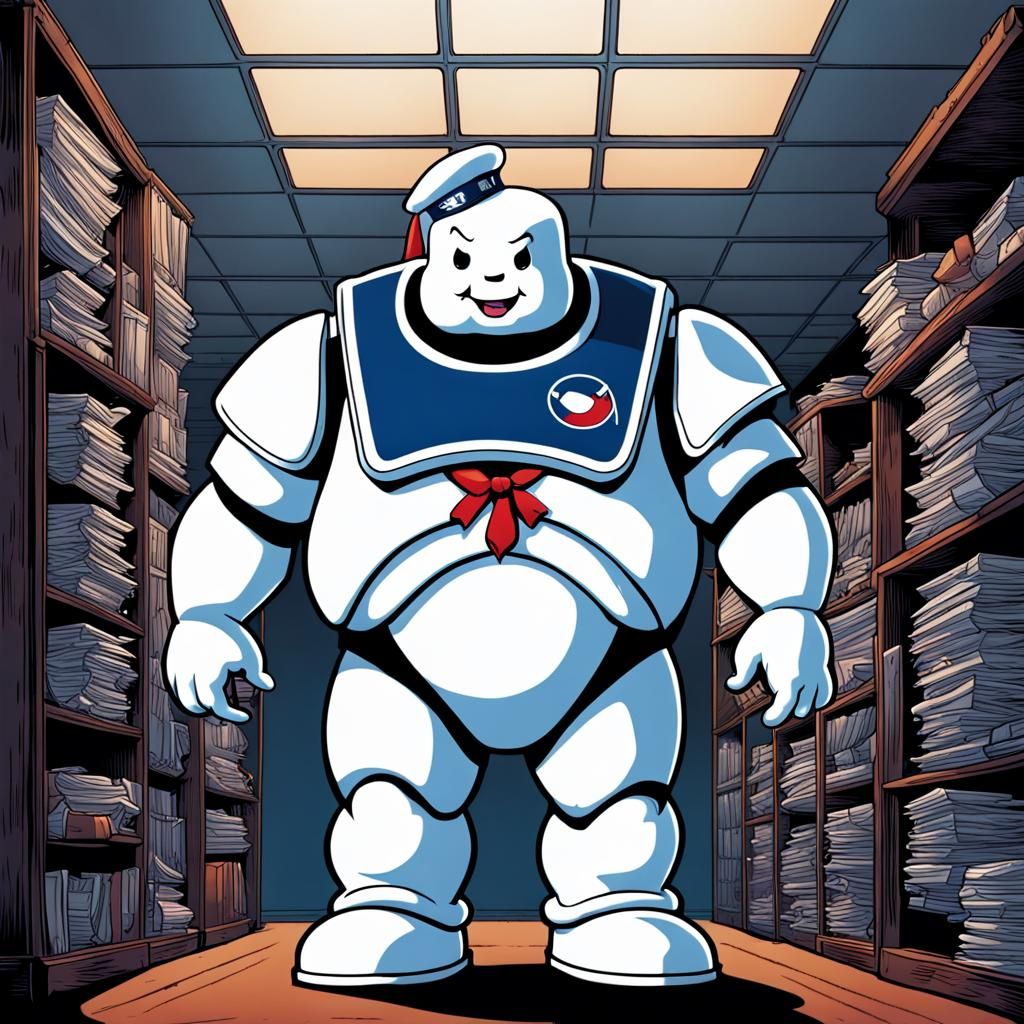 Stay Puft as CEO in Comic Book Art
