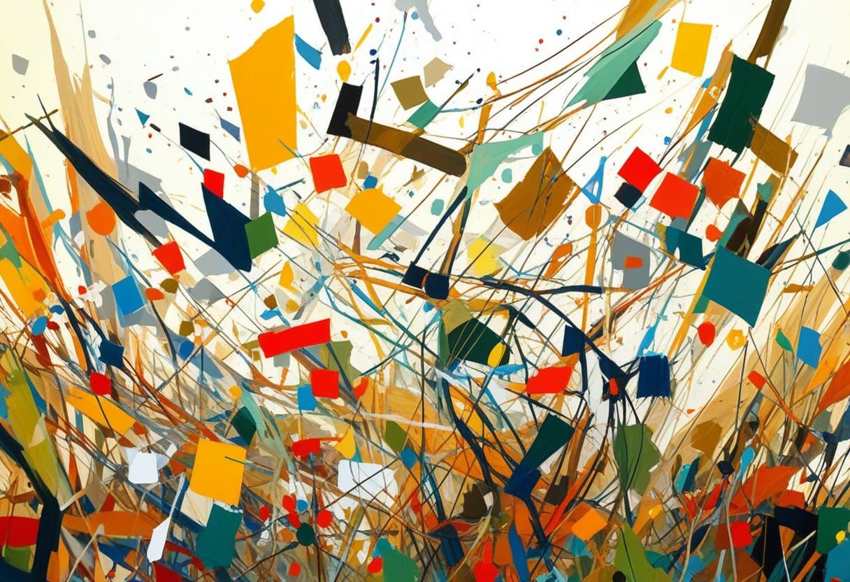 Vibrant Abstract Expressionism with Geometric Shapes