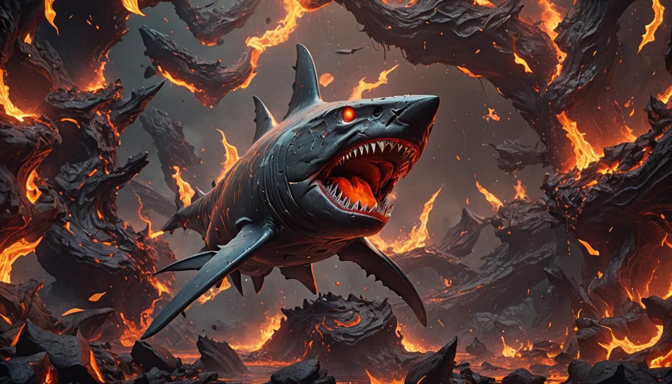 Death Fire Lava Shark: Fantasy Concept Art
