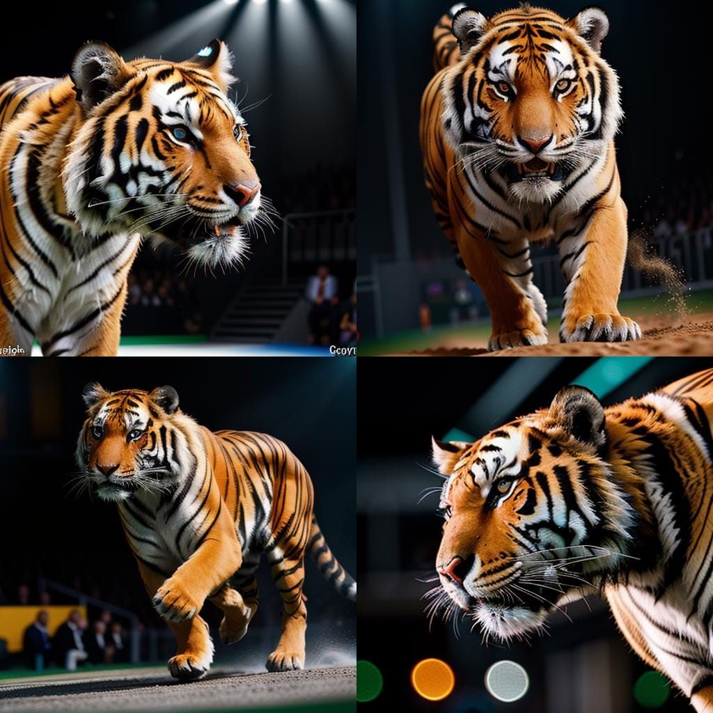 Lion vs Tiger in Olympic Wrestling Hall