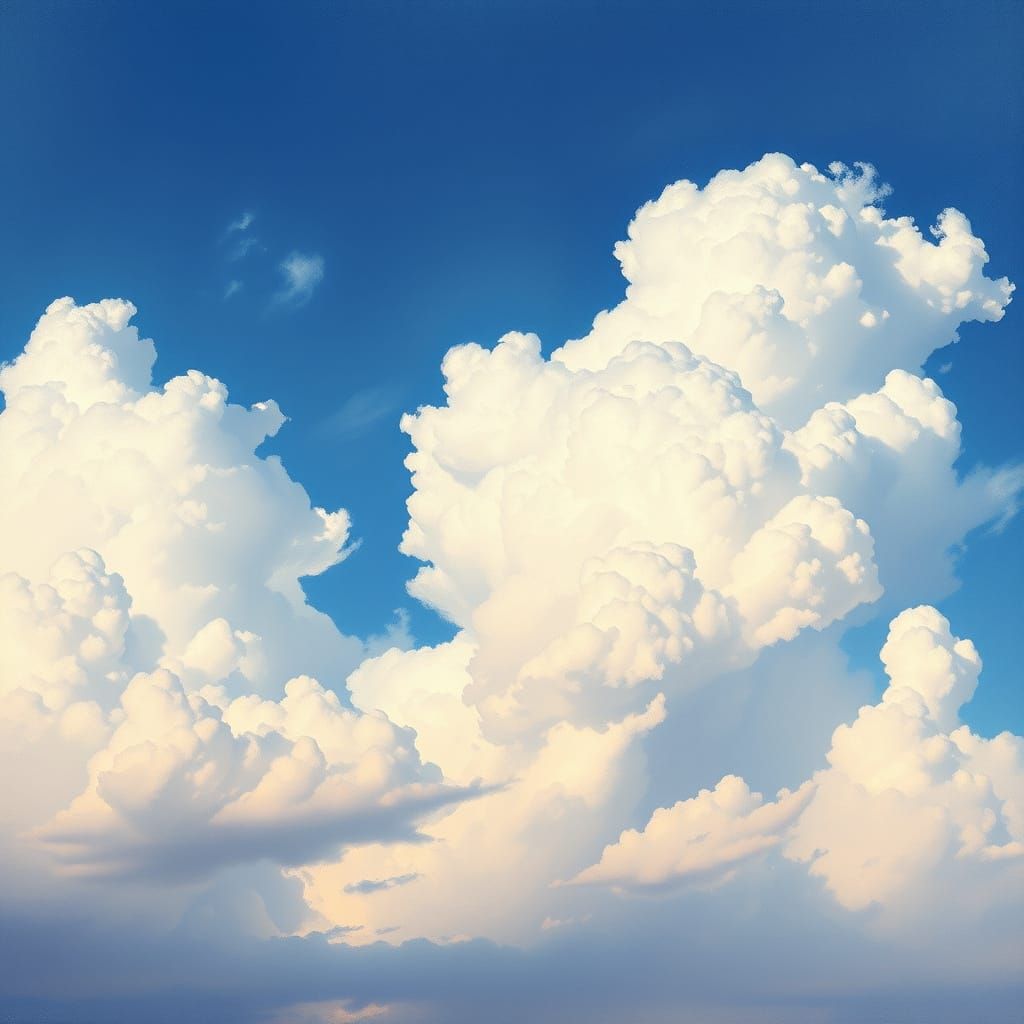 Impressionist Sky with Expressive Clouds in Vibrant Watercol...