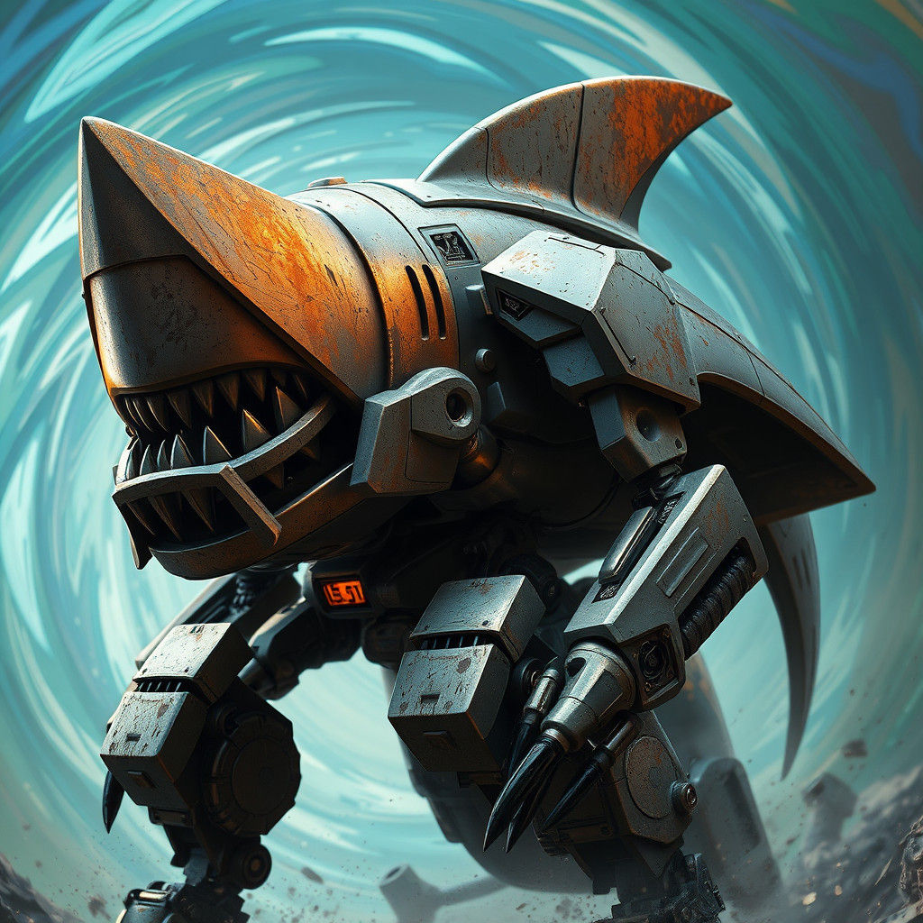 Shark Knight Mecha in Hyperrealistic 3D Render