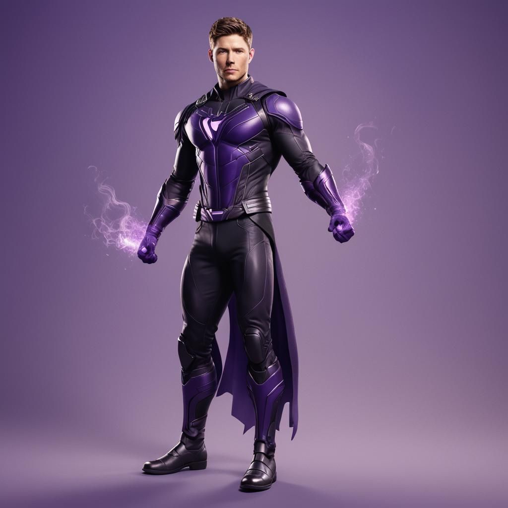 Superhero in Purple Mist Powers, 3D Digital Art