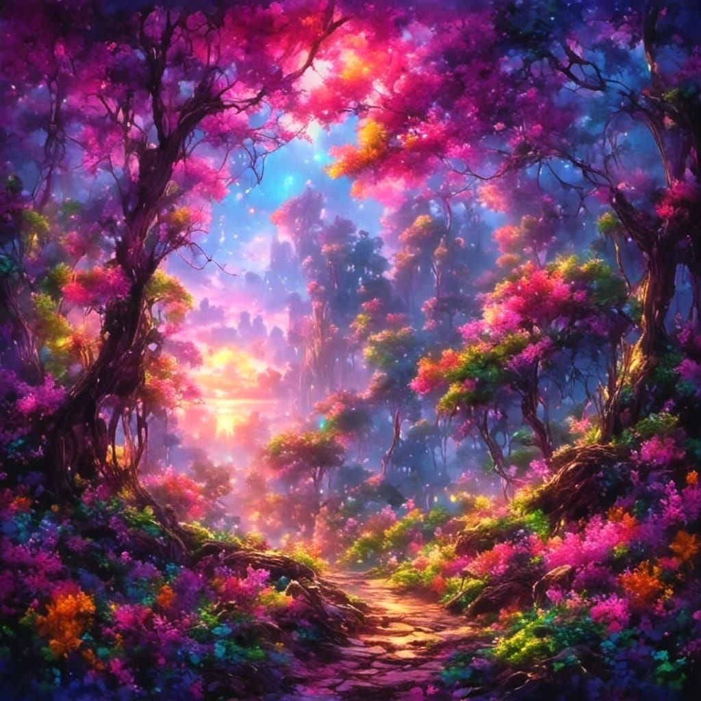 Forest Sunset, Artistic Landscape