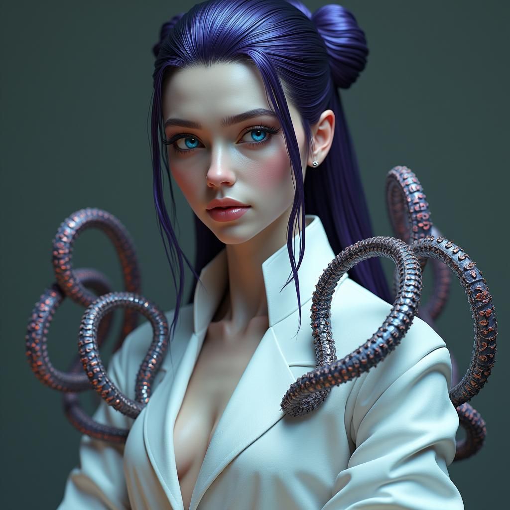 Woman with Mechanical Tentacles in Fantasy Concept Art