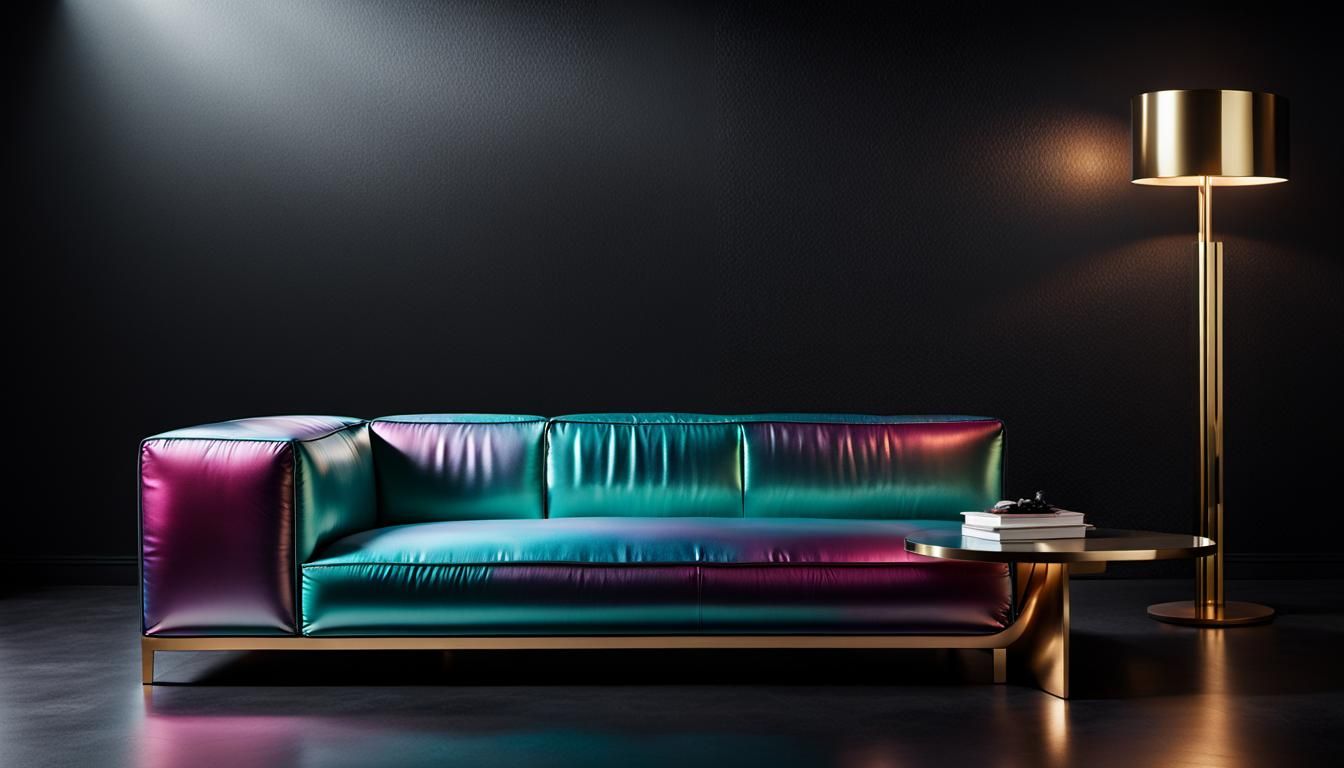 Sleek Iridescent Couch in Modern Showroom, 8k