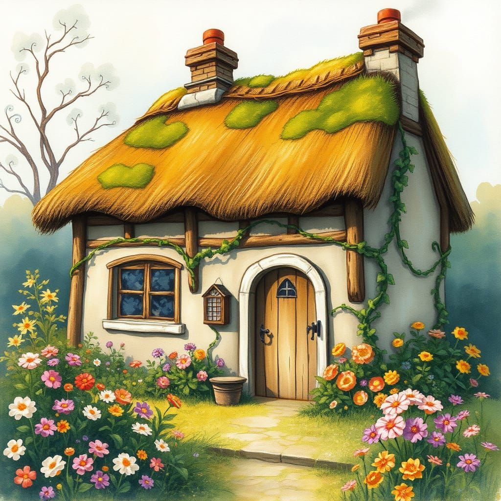 Enchanted Cottage in Whimsical Fairytale Style