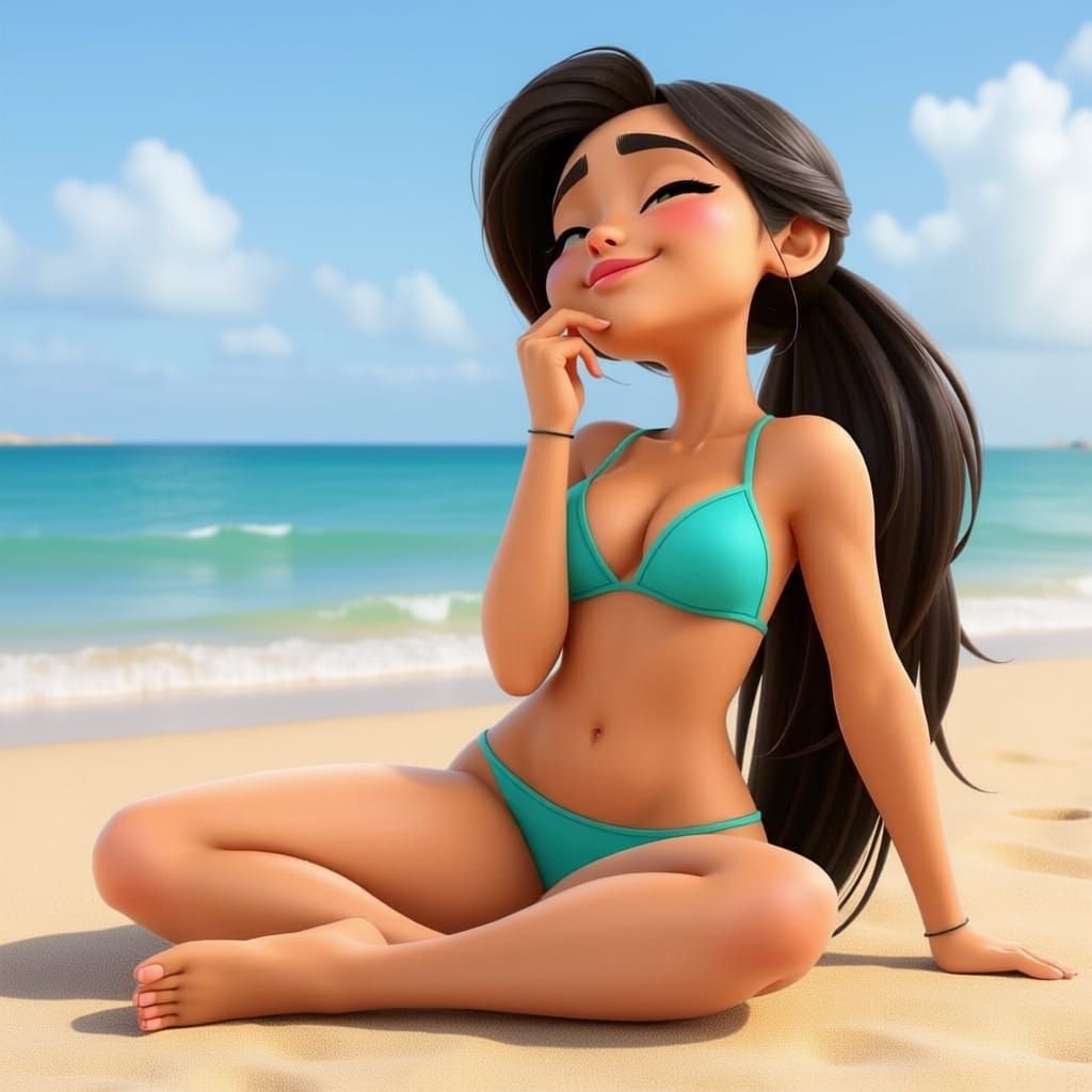 Disney Pixar Style Aisha Character Reference Sheet