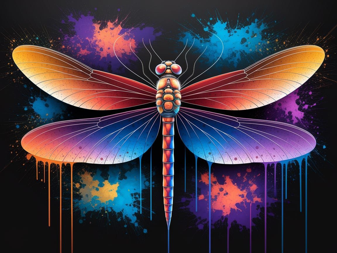 Vibrant Dragonfly in Cosmic Splendor