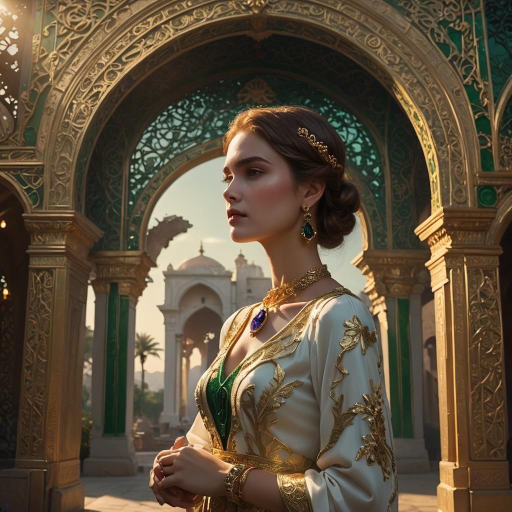 Elegant Woman with Amethyst Necklace in Art Deco Style