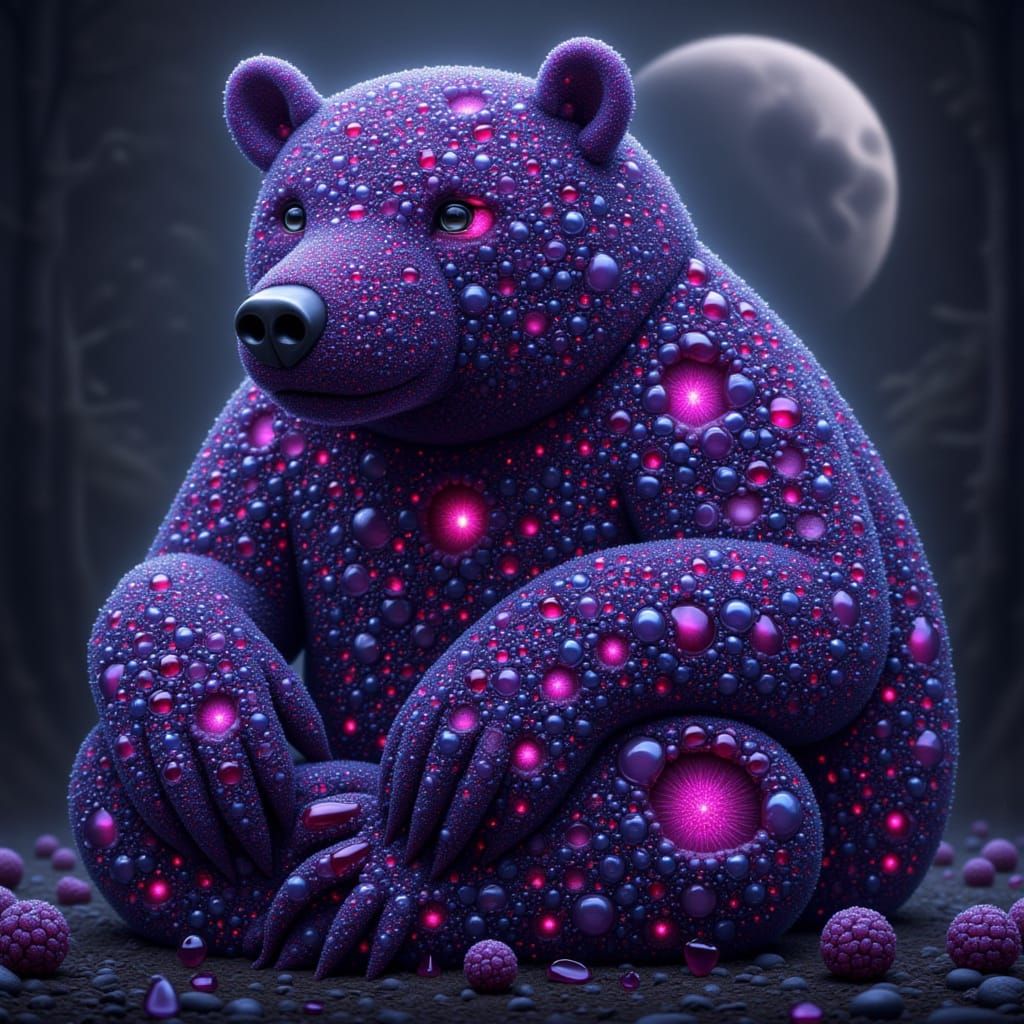 A radioactive barium bear covered with blueberry skin.<lora:...