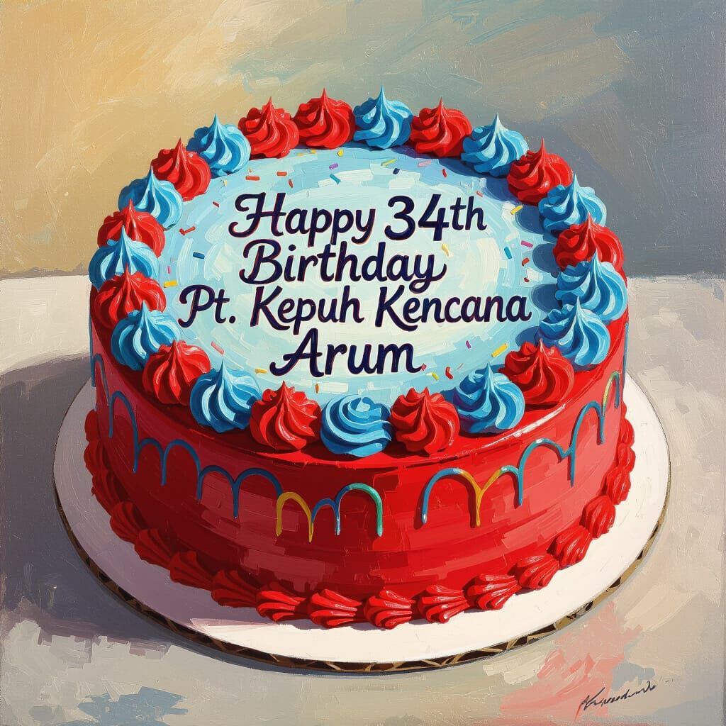 Whimsical Birthday Cake in a Pastry Art Style