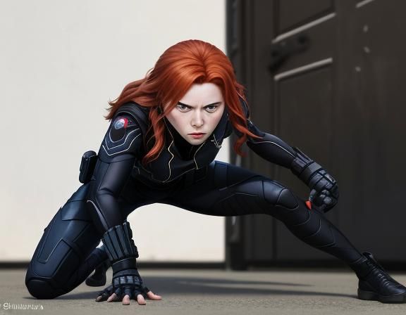 Black Widow Inspired Character in Attack Pose