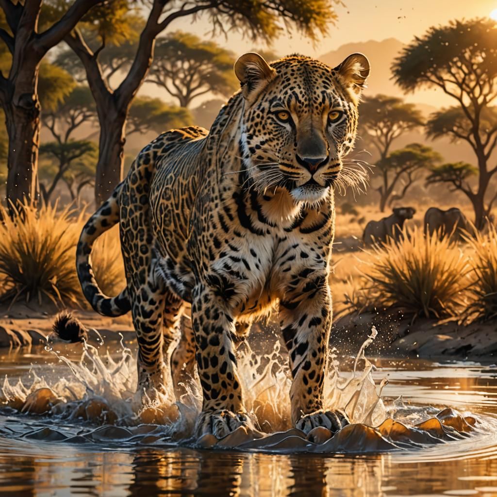 Leopard-Elephant Hybrid in Savannah: Hyperrealistic Concept ...