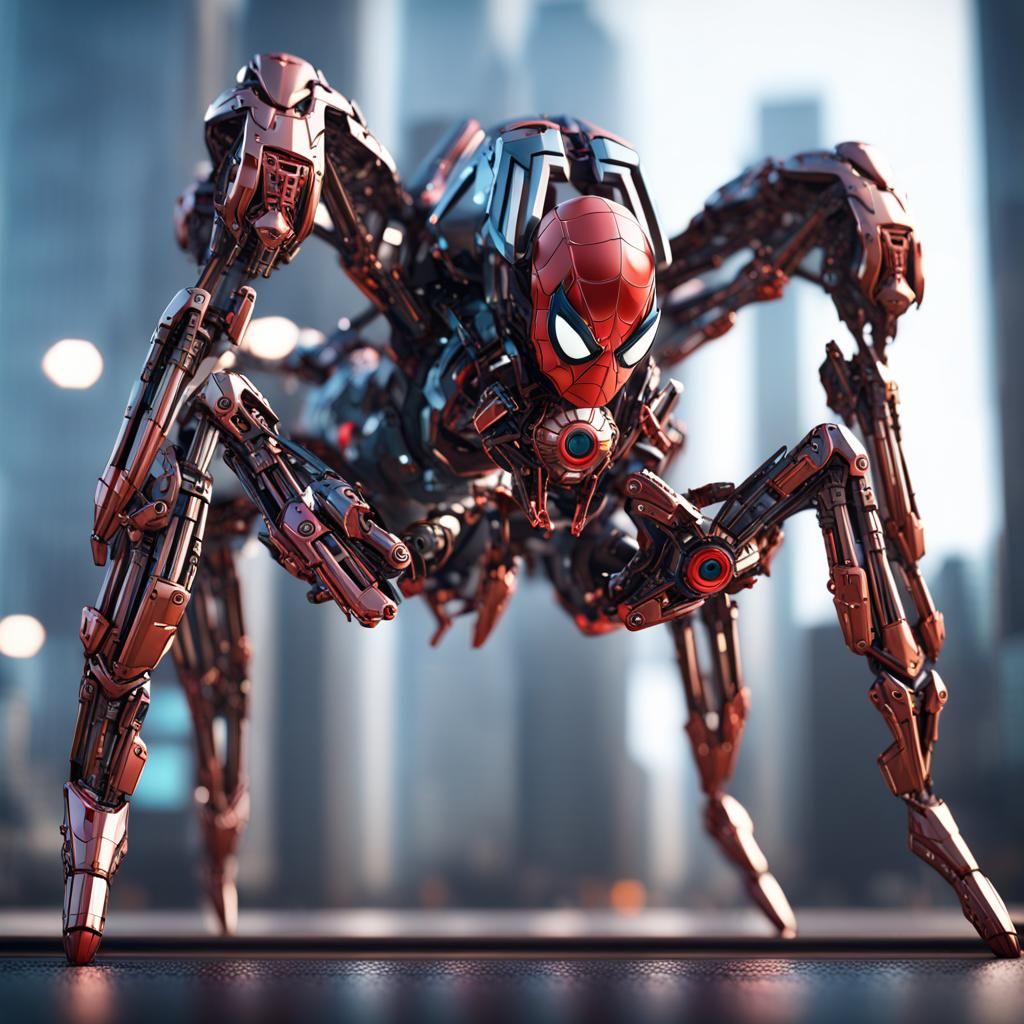 Futuristic Spider-Man with Intricate Mech Details