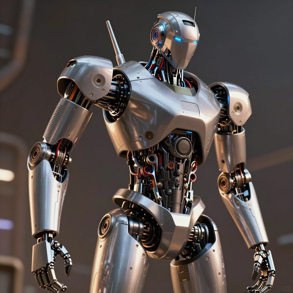 Intricate AI Robot in Epic Sci-Fi Scene