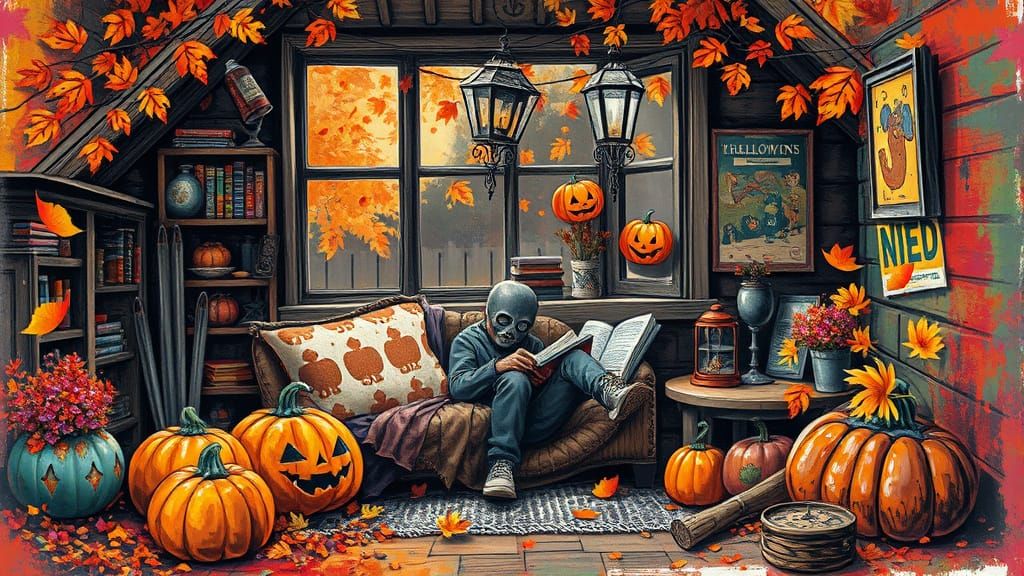 Halloween Reading Nook in Polychromatic Graffiti Style