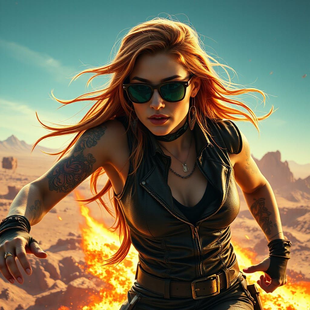 Android Wrestler Blasts Off: Cinematic Dystopian Concept Art