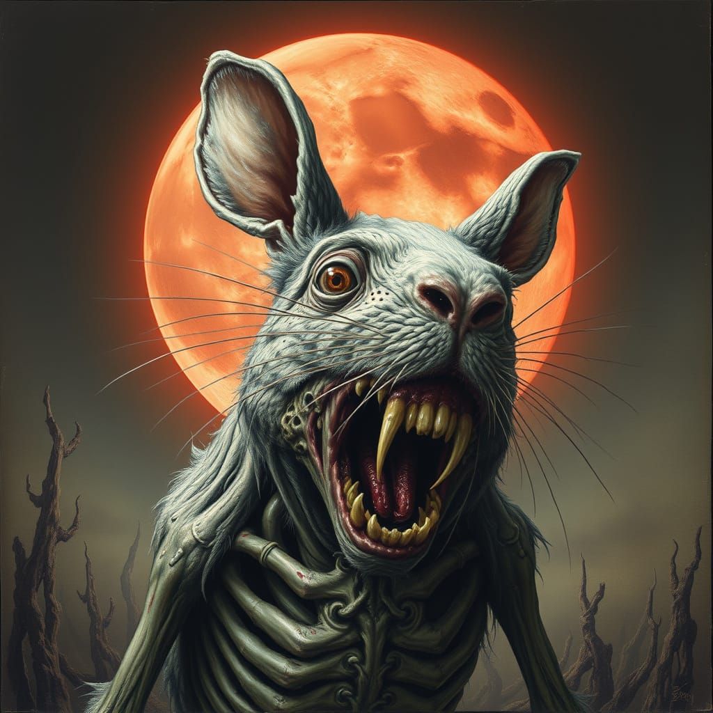 Creepy Zombie Rat in Gothic Surreal Horror Style