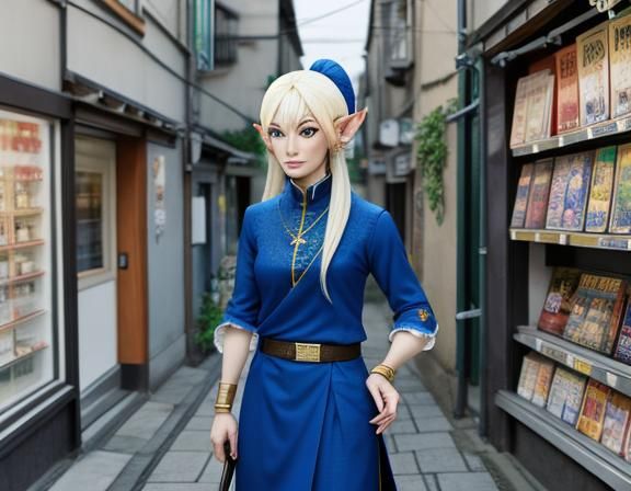 Manga Elf in Urban Village Setting