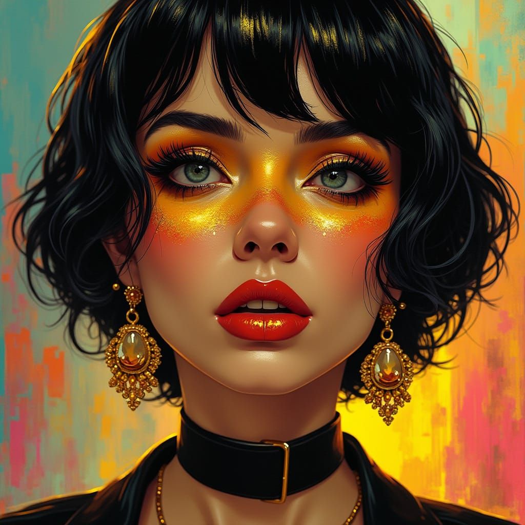 Gothic Goddess in Gold and Black