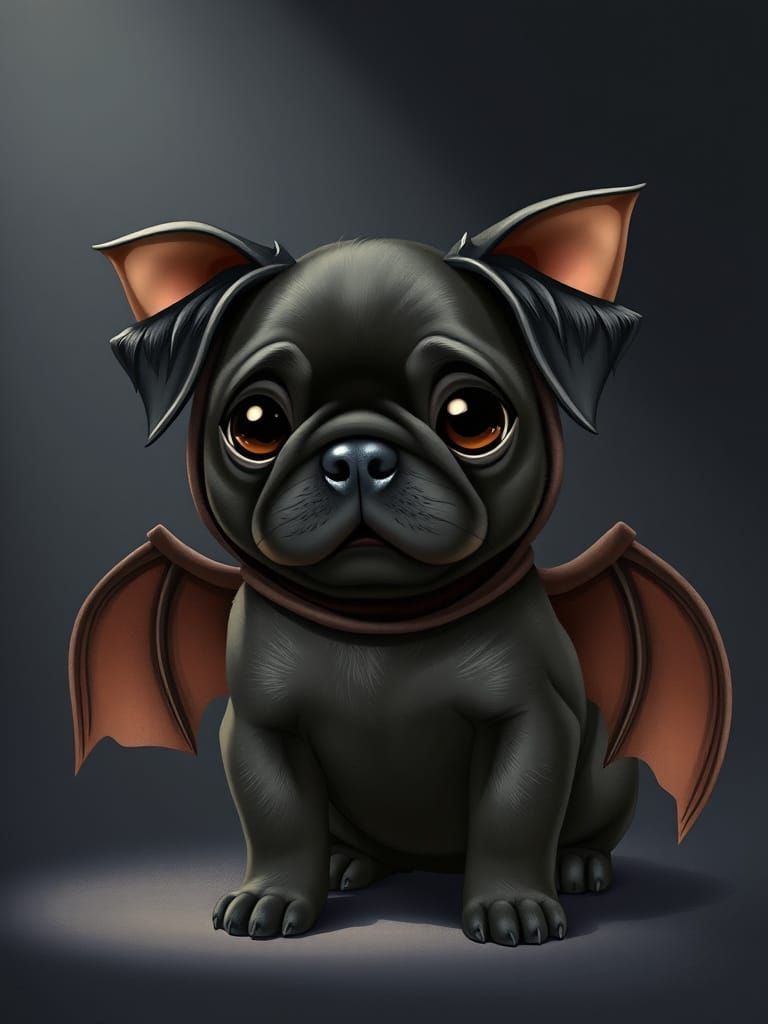 Adorable Pug Puppy in Custom Bat Costume