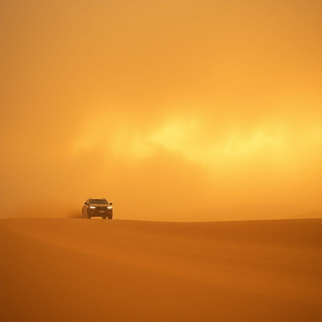 Ethereal Sandstorm Mirage with Racing Cars