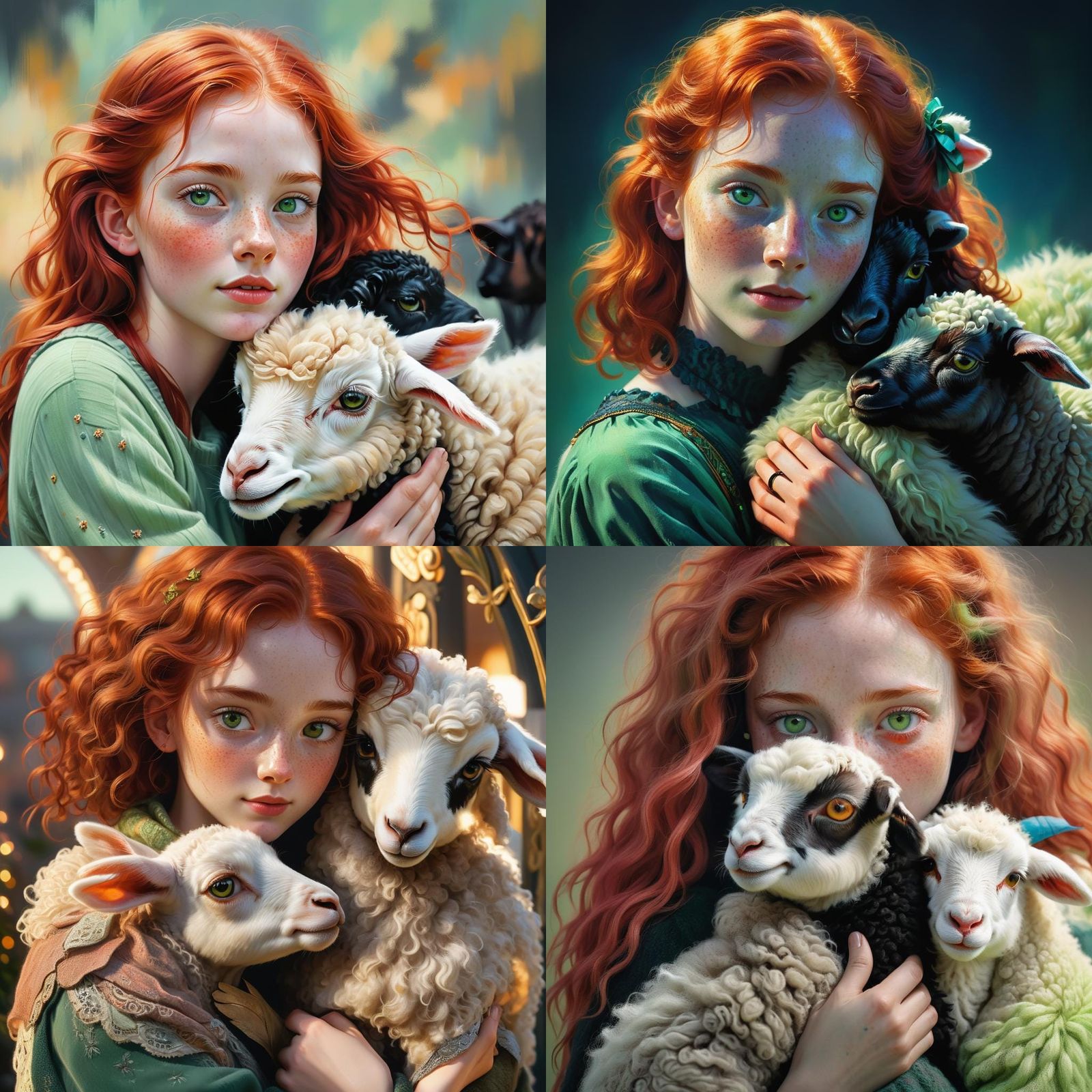 Girl with Lamb: Hyperdetailed Portrait in Artgerm Style