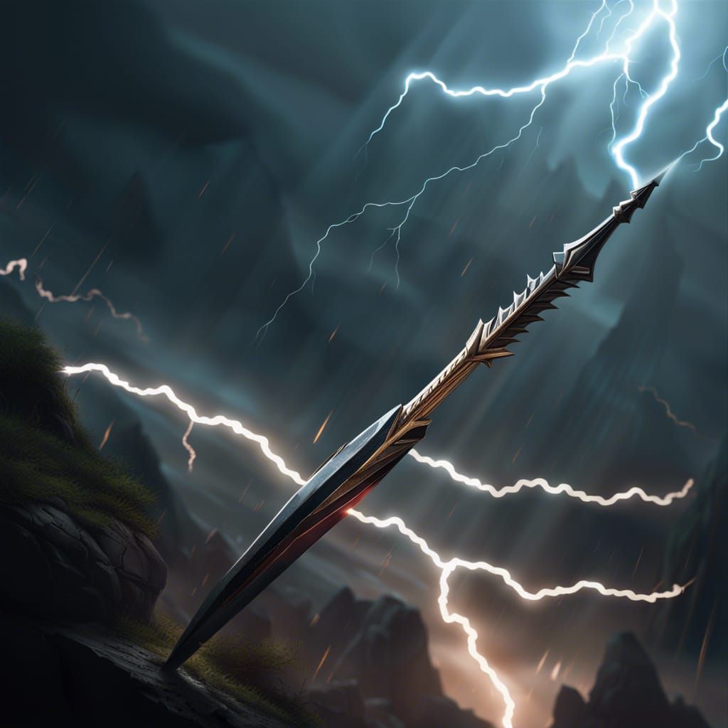 Epic Lightning Spear in Digital Matte Painting