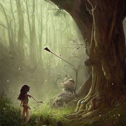 Young Wizard Casting Spell in Forest