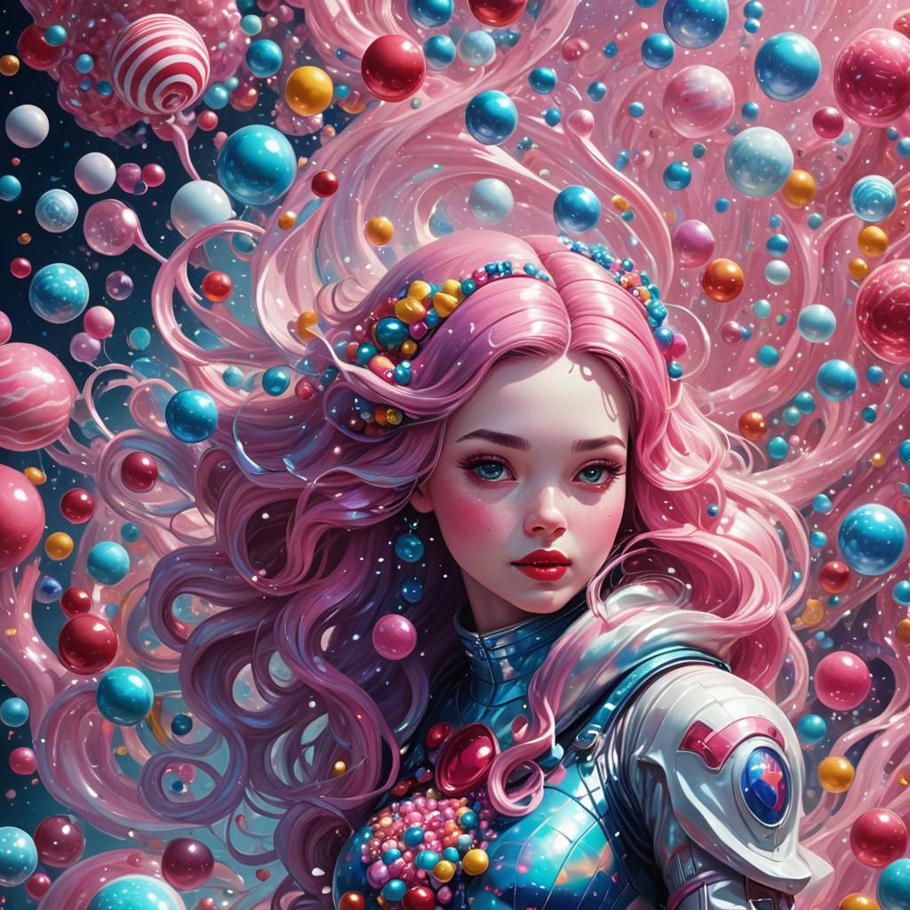 Snow White Space Mermaid in Candy Art Style