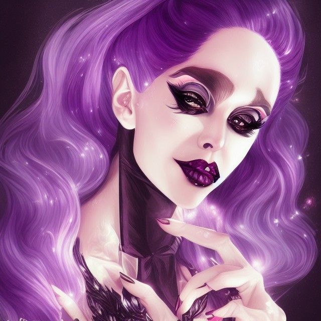 Glamorous Vampire Diva Portrait in Digital Art Style
