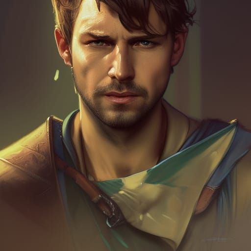 Hyperdetailed Robin Hood Portrait in Art Nouveau Style