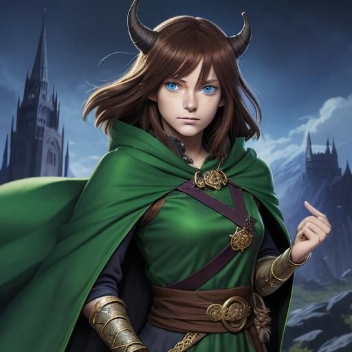 Tiefling Wizard in Anime Style