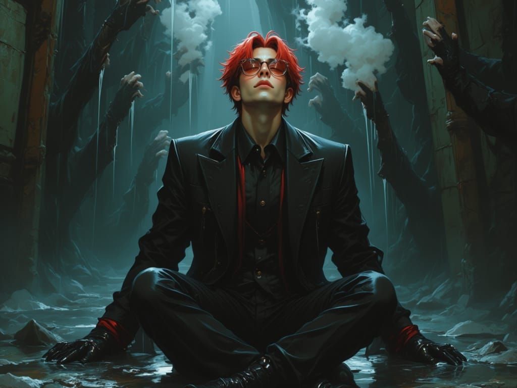 Bound Man in Haunted House, Semi-Realistic Painting